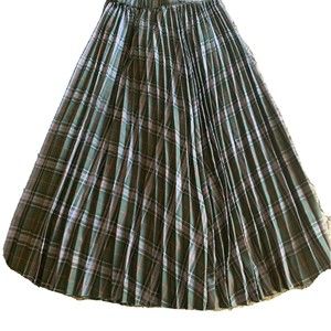 Ag by Aqua Girl Skirt Tag Sz M Turquoise Blue  Plaid Pleated MIDI Skirt READ